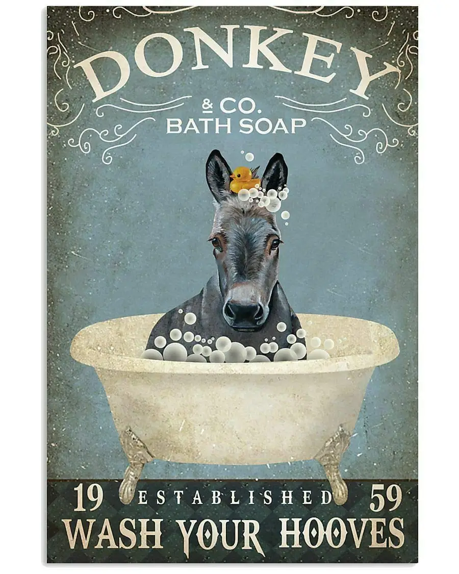 

Плакат с изображением мыла для ванной, осла, Художественная печать, металлический жестяной знак, винтажный алюминиевый знак для дома, кофе, ...