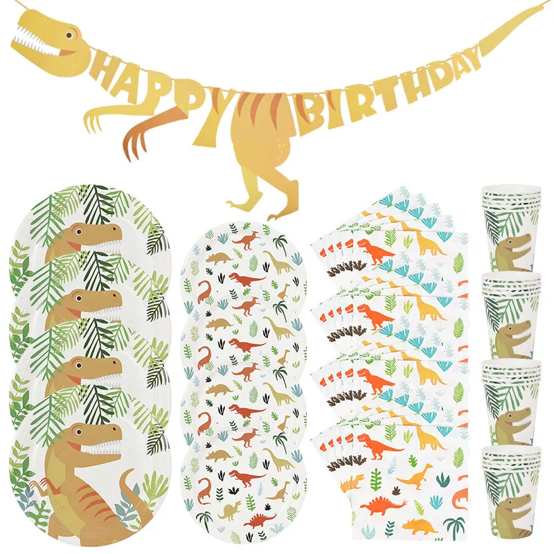 

Dinosaur Theme Party Decoration Supplies Disposable Tableware Paper Crafts Baby Shower Birthday Wedding Christmas Party Favors