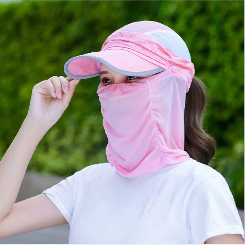 

Women Sun Hat UV Breathable Fishing Cap Face Neck Cover Outdoor Sport Hiking Camping Visor Hat With Detachable Face Mask