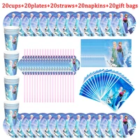 frozen princess snow queen theme kids girl happy birthday party decorations baby shower supplies disposable tableware set