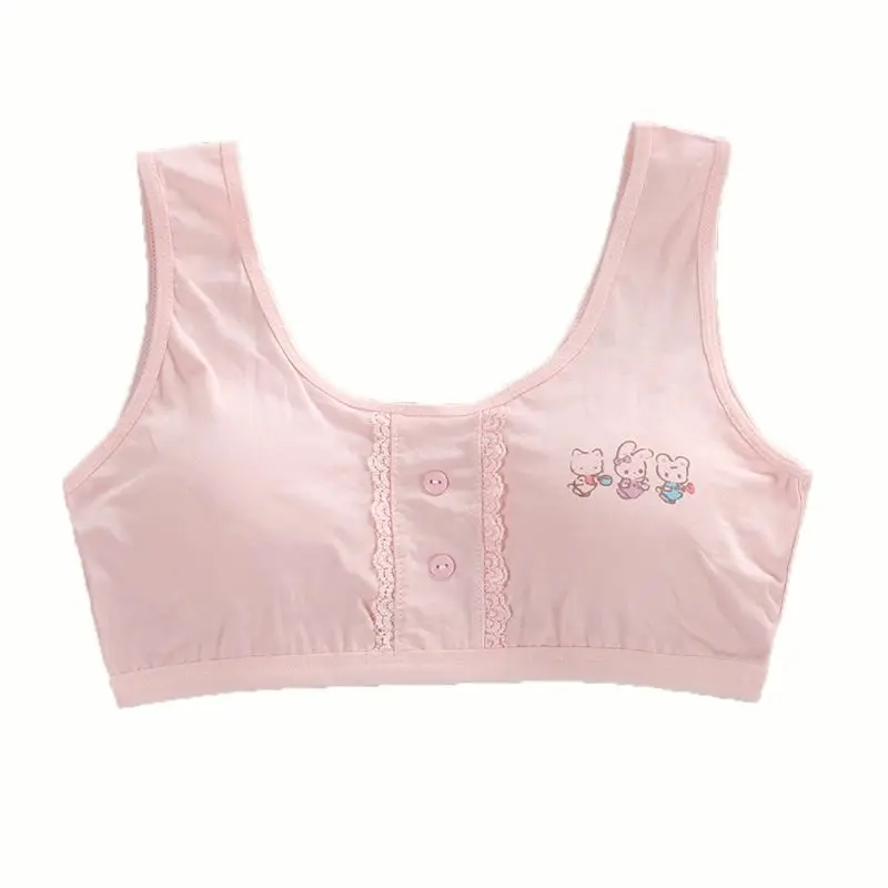

Young Girls Bra Cotton Teenage Underwear Students Training Bra Kids Sports Vest F3ME