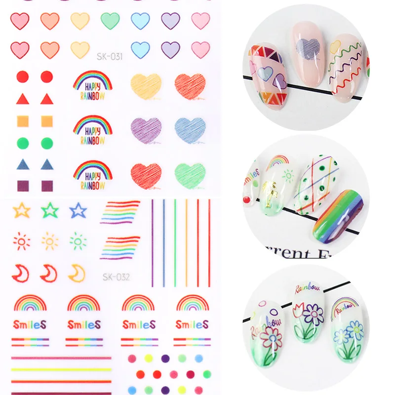 1 лист наклейки для ногтей цветные смешанные узоры переводные инструменты