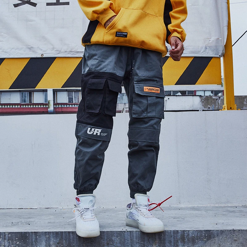 Брюки карго мужские с карманами составного кроя|Брюки-карго| |