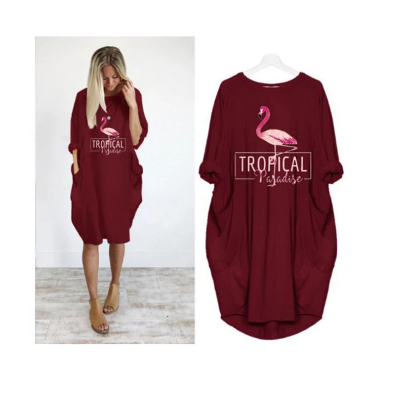 Платья для беременных с принтом Красного журавля модное платье круглым вырезом