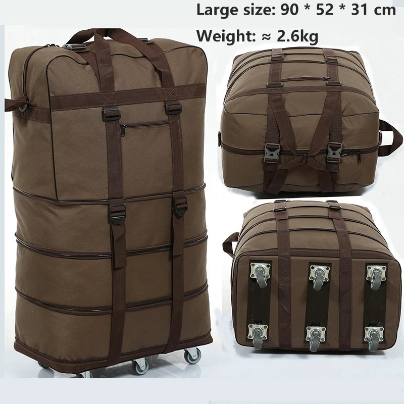 brown Big Складной чехол на колесиках 158, авиационная сумка с колесиком, дорожная сумка, большая вместительность, ткань Оксфорд, для путешествий за границу, сумка для багажа - Цвет: brown Big