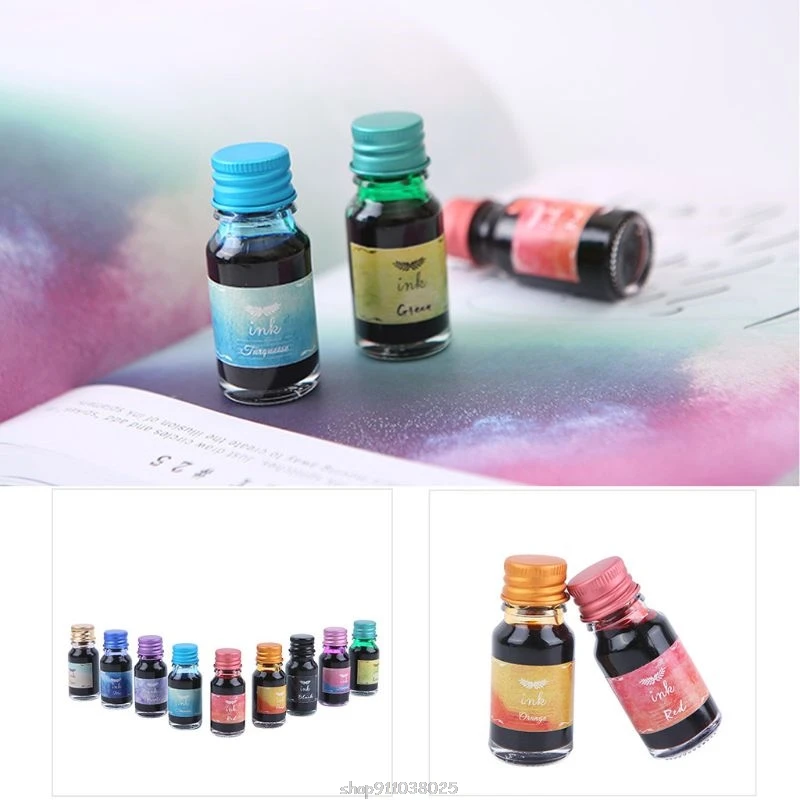 

10Pcs 10ml Colorful Fountain Pen Ink Refilling Inks Stationery School Supplies F26 21 Dropship