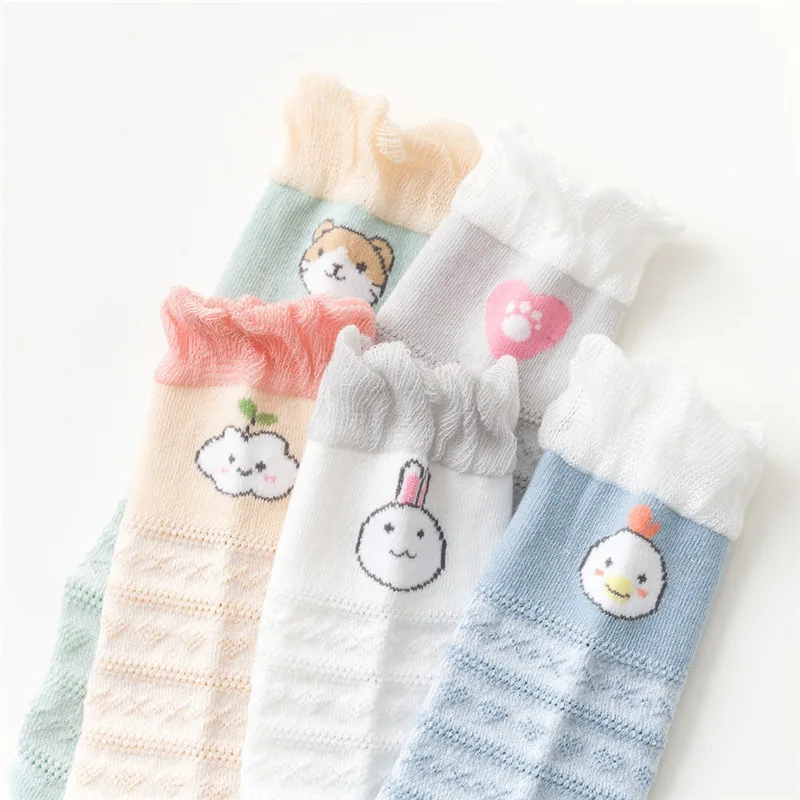 

Baby Socks Cartoon Cotton Long Socks for Girls Summer Breathable Thin Toddler Newborn Knee High Socks Infant Kids Clothing