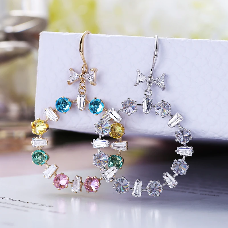 Модные ювелирные изделия для девушек Полный Кристалл из циркония круглые