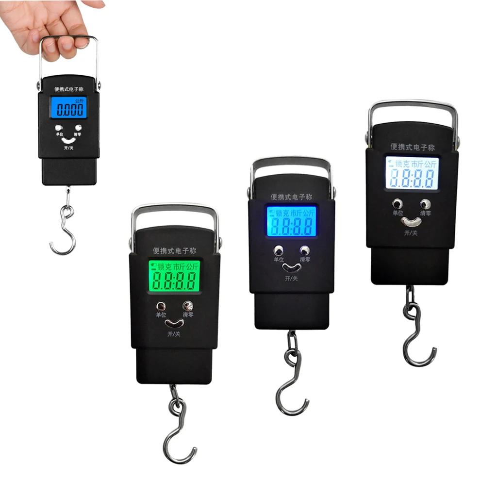 Портативная цифровая шкала подвесного крючка для рыбы с ЖК дисплеем подсветкой