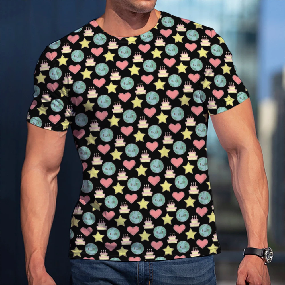 

Футболка мужская с 3D принтом, уличная с круглым вырезом, удобная повседневная модная Универсальная мягкая в стиле Харадзюку, в стиле унисек...