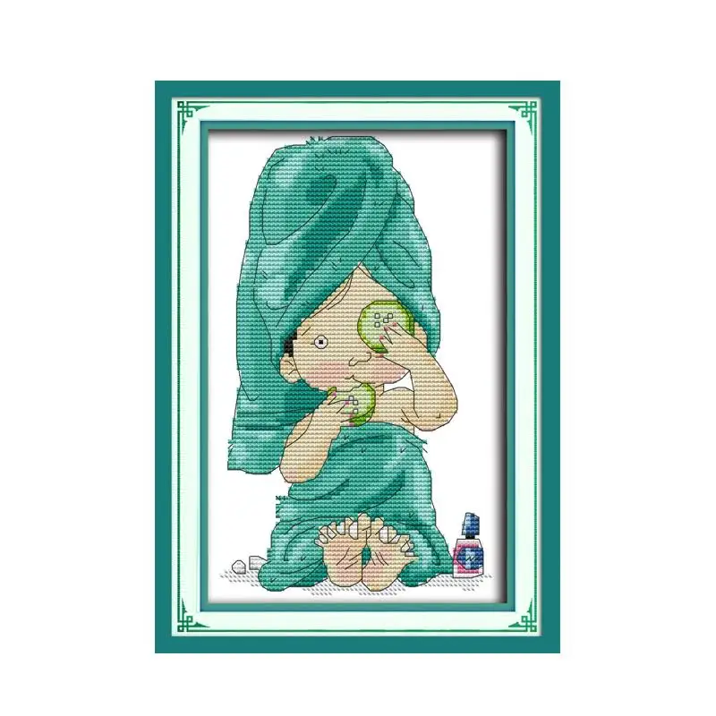 

Beauty and manicure cross stitch kit girl 14ct 11ct print canvas hand sew cross-stitching embroidery DIY handmade needlework