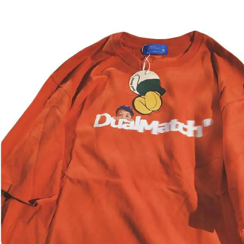 

Women And Men Retro American Fuzzy Letter Printing Short-Sleeved T-ShirtSpring And Summer New Round Neck Compassionate Trend