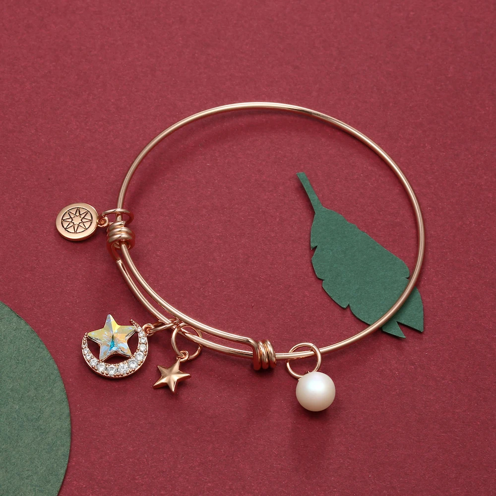 Женский браслет с круглым жемчугом и кристаллами Сваровски|Браслеты| |