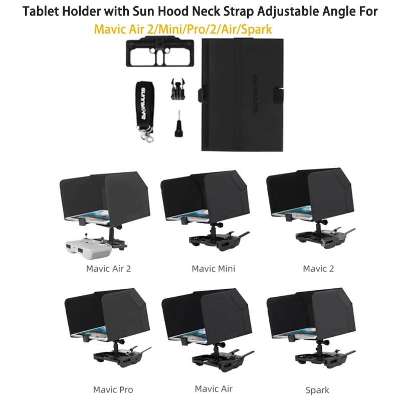

Drone Remote Controller Tablet Holder with Sunhood NeckStrap Adjustable Angle For Mavic Air 2/Mini/Pro/2/Air/Spark Accessories