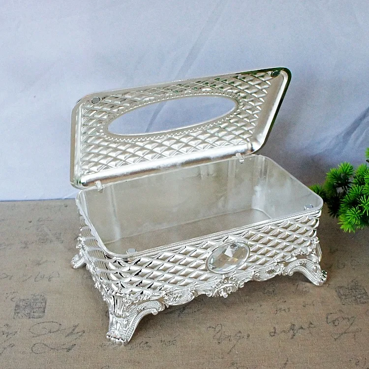 

Metal Texture Plating Tissue Box Furniture Living Room Decoration Diamond Tissue Box