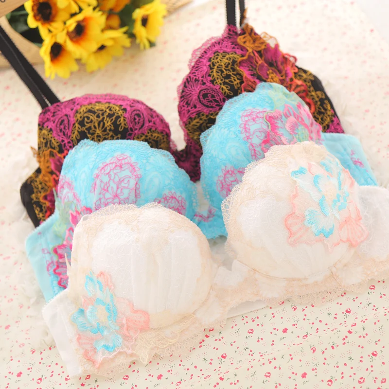 Кружевной тканый беспроводной бесшовный комплект женского нижнего белья с