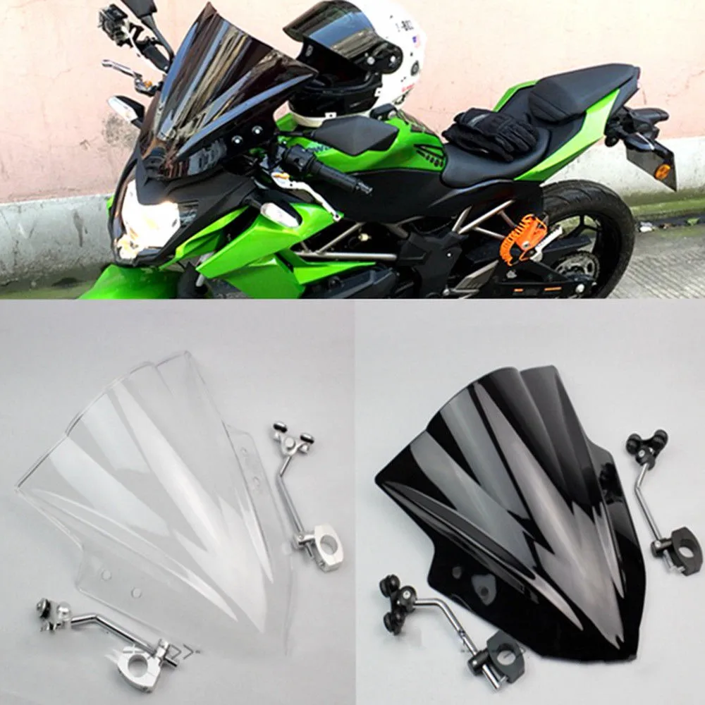 

Motorcycle Bike Windshield WindScreen Windproof Double Bubble FOR KAWASAKI Z125 Z250/SL Z300 Z750 Z800 Windscreens Windshield