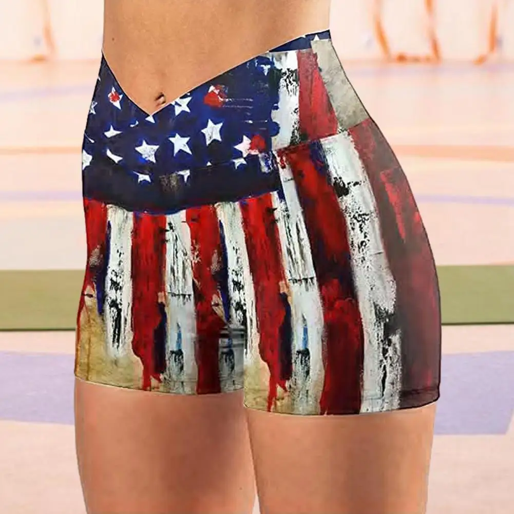 

American Flag Print Shorts lady High Waist Yoga Cycling Pants short Leggings Independence Day tight Sports Fitness Shorts