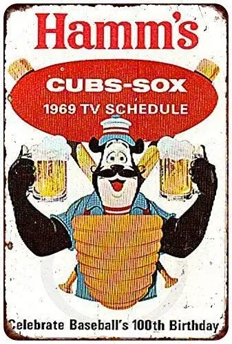 Новый жестяной знак Joeaney алюминиевый ретро 1969 Cubs белый Сокс Хамм пиво винтажный