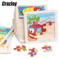 wood intelligence jigsaw puzzle cute baby cartoon animalstraffic for kid gift children educational learning games wooden toys