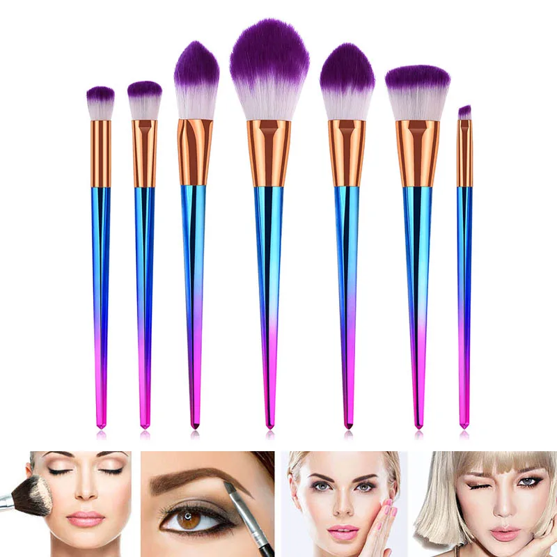 

7pcs Makeup Brushes Set Taper Soft Hair Blusher Powder Cosmetic Tools Kit pędzle do makijażu