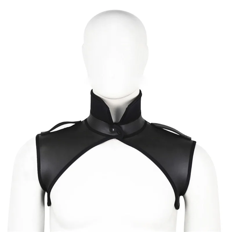 Сексуальный мужской Фетиш-топ с воротником черный жилет без рукавов нагрудный