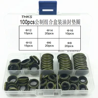 100pcs bonded washer metal rubber oil drain plug gasket fit combined sealing ring assortment kits