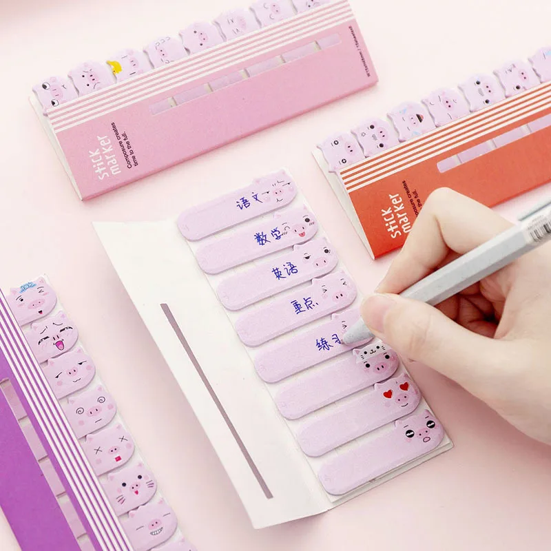 Корейский милый розовый поросенок животных блокнот стикеры Memopad канцелярские