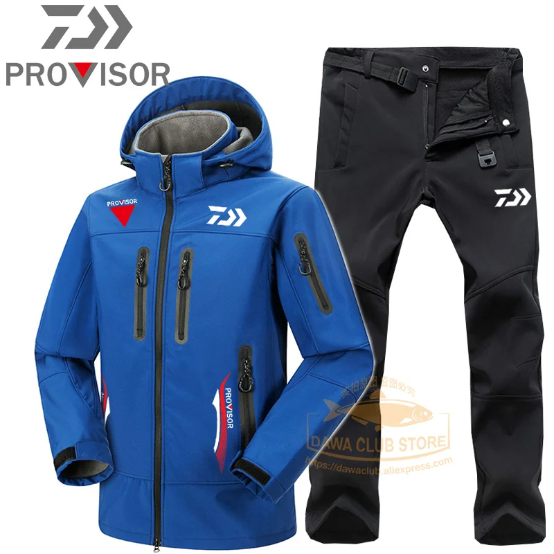 

2021 Fishing Clothes Hiking Jacket Two Piece Set Dawa Fishing Jacket Winter Warm Pants Waterproof Outdoor Jacket DAIWA Hoodie