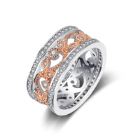 women luxury wedding band ring flower leaf rose gold lady full cz rings zircon fashion female jewelry anniversary gifts