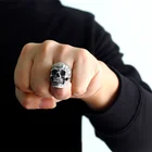 Мужское кольцо с черепом в стиле панк из нержавеющей стали 316L, готическое байкерское кольцо, мотоциклетное кольцо, вечерние модные ювелирные аксессуары