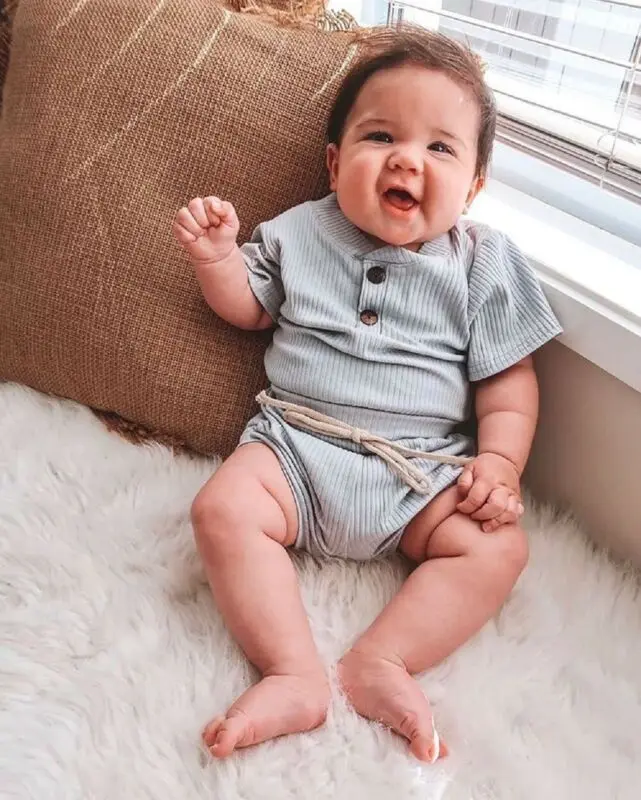 Pelele de 0 a 24 meses para reci&eacute;n nacido, chico ropa para beb&eacute; (ni&ntilde;o o ni&ntilde;a), pantalones cortos, conjunto de trajes de verano-3