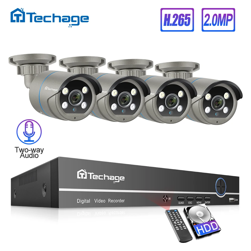 H.265 8CH 1080P HDMI POE NVR система видеонаблюдения набор двухсторонний аудио 2MP AI IP камера