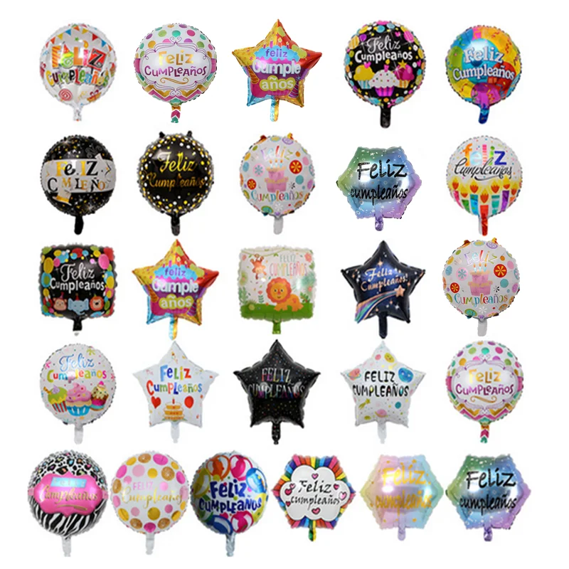 10 шт 18inch FELIZ cumpleaños Фольга воздушные шары ИСПАНИЯ С Днем Рождения Круглый с гелием