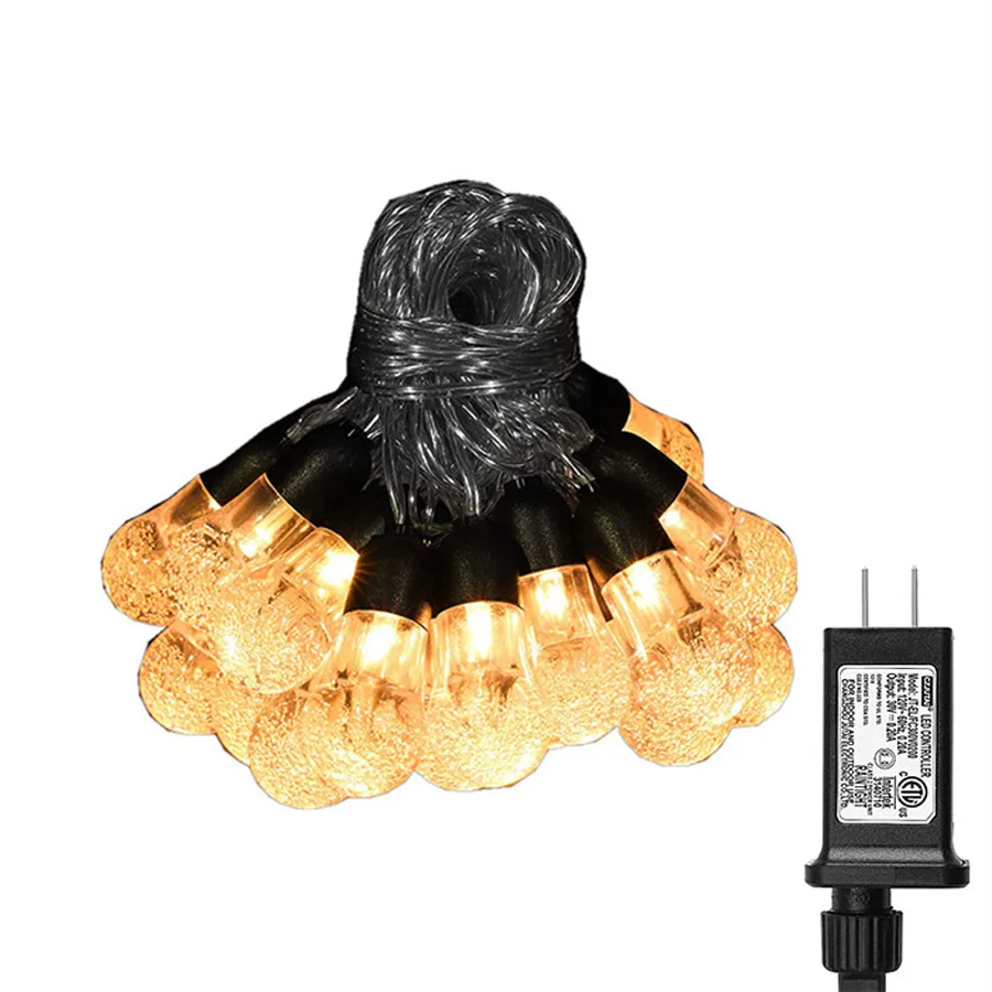 

DC24V Safe Voltage 30LED Crystal Globe Fairy String ights Christmas Wedding Party Garland Light for Backyard Patio Cafe Decor