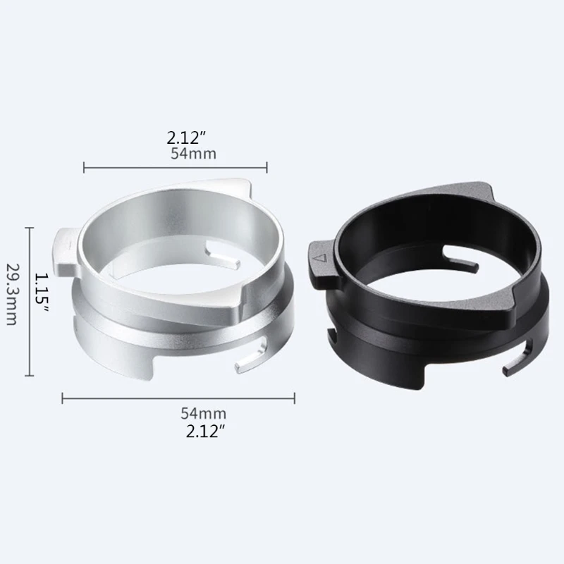 

Handle Dedicated Coffee Dosing Ring Rotatable Aluminum Alloy Coffee Powder Receiving Loop Espresso Dosing Funnel Parts