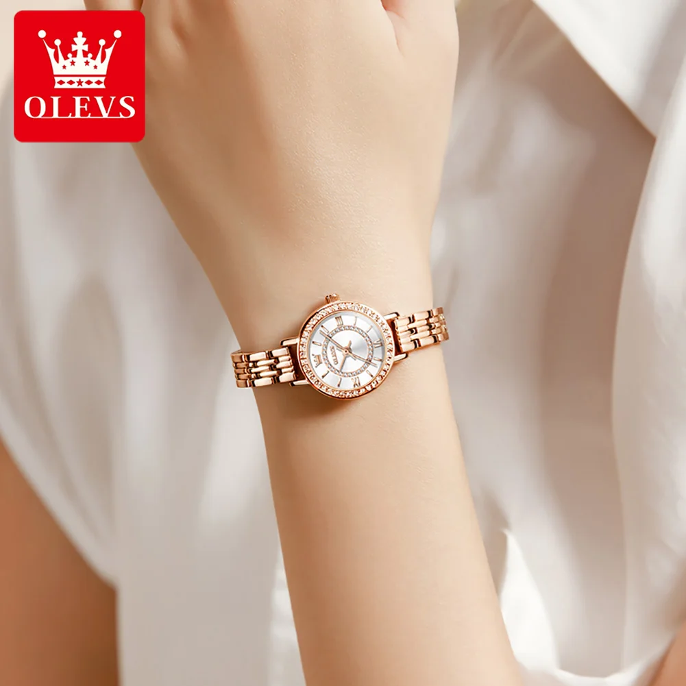 

Olevs top brand women's watch luxury 18k gold waterproof quartz watch Diamond Fashion Designer stainless steel elegant watch