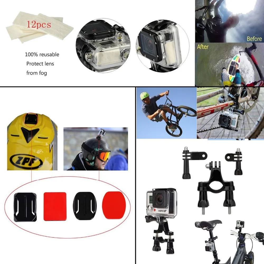 49 в 1 для Gopro аксессуары комплект Go pro Hero 4 3plus крепление Спортивная камера набор