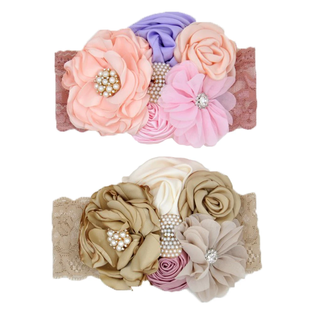 Повязка на голову для маленьких девочек сатиновая лента волос с цветами