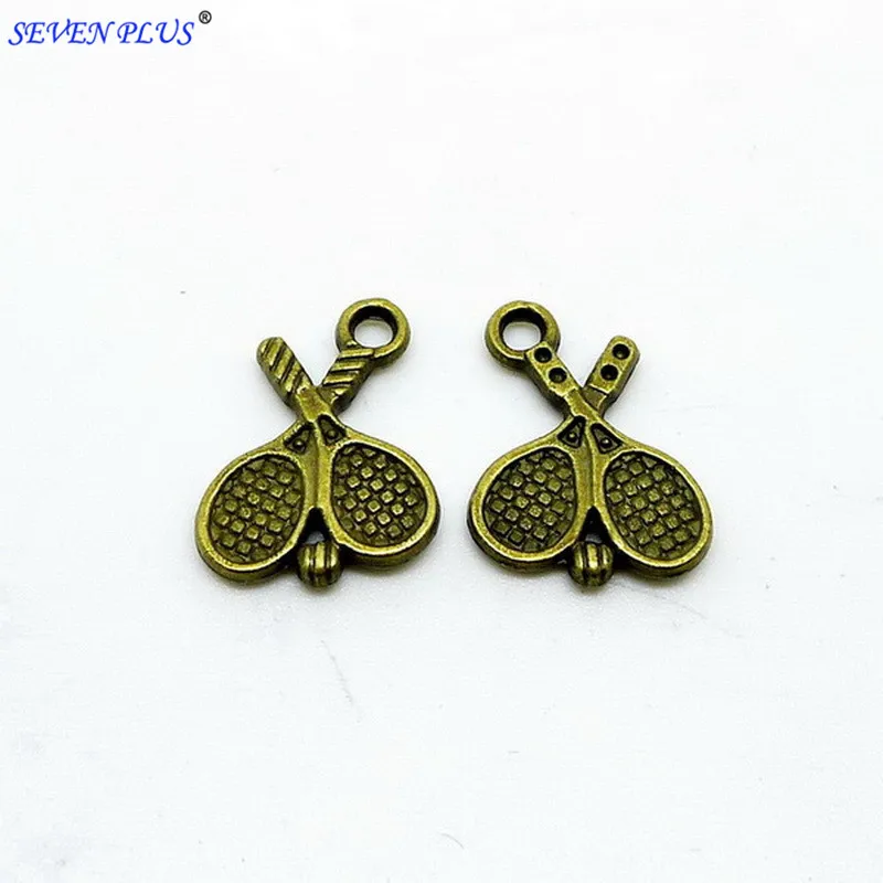 

High Quality 50 Pieces/Lot 14mm*18mm Antique Bronze Plated tennis racket charm