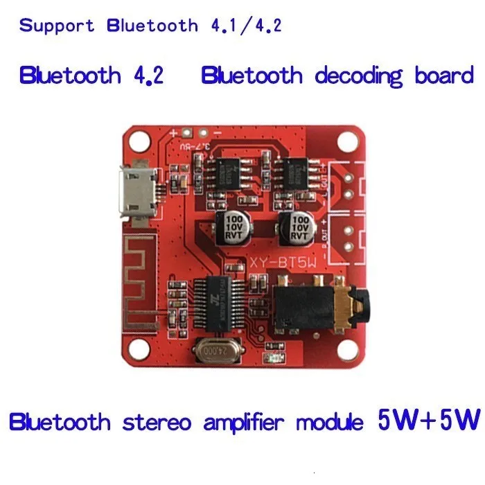 TZT XY-BT5W DC 3.7~5V Bluetooth 4.2 Audio Receiver 5w+5w Stereo Power Amplifier Board | Электронные компоненты и