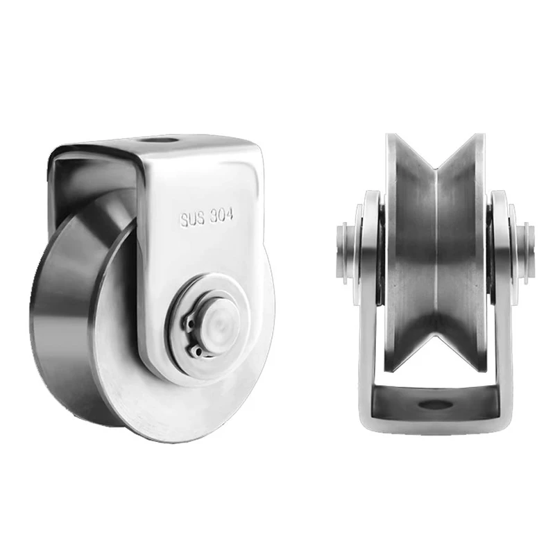 2 Inch V Type Pulley Roller 304 Stainless Steel Sliding Gate Wheel Bearing for Material Handling and Moving | Инструменты