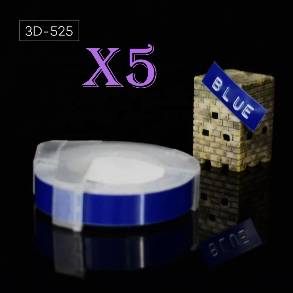 blue Многоцветный 5 рулонов 3D 9 мм ПВХ тиснение этикеток лента совместимый с dymo 1610 12965 ручной принтер этикеток для Motex E101 производитель этикеток - Цвет: blue