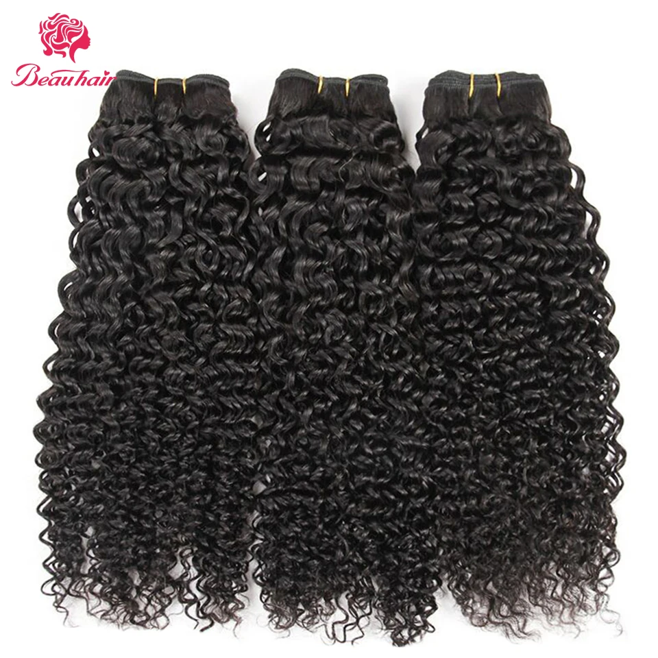 

Deep Wave Bundles With Closure Brazilian Kinky Curly Hair 100% Human Hair Weave Bundles With 4x4 Lace Closure Beau Hair