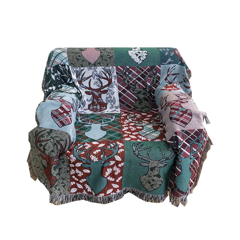 

Custom blanket cross-border deer head blanket tapestry jacquard sofa blanket customizable line blanket picnic mat blanket
