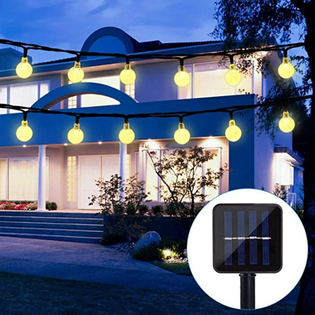 Рождественские огни солнечные световые гирлянды 60Led Открытый Газон садовый