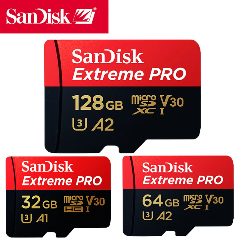 Оригинальная карта Micro SD sandisk extreme pro флэш память до 170 МБ A2 V30 U3 32 ГБ 64 128 TF памяти с