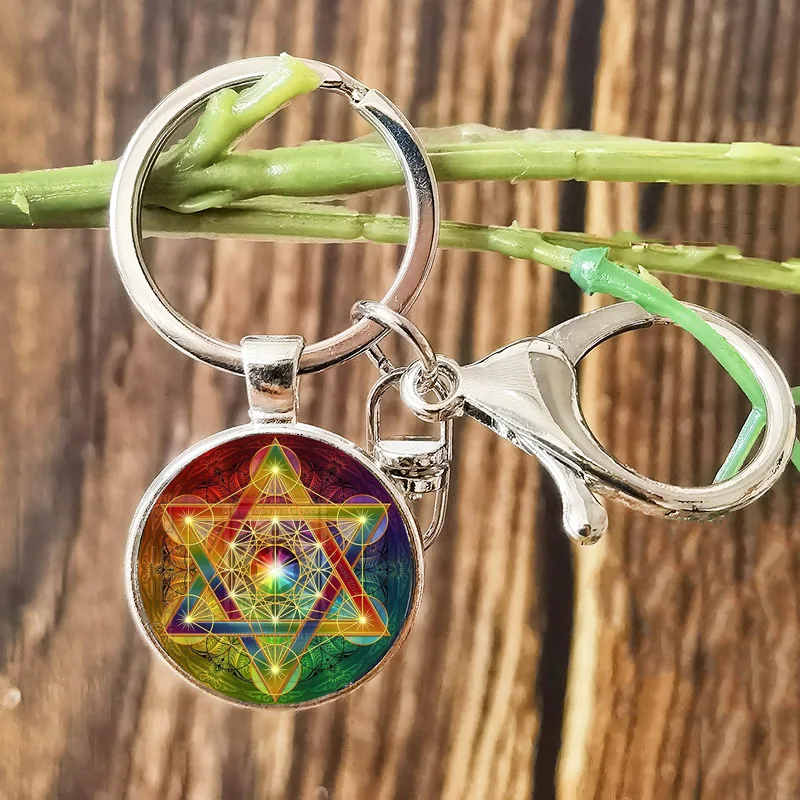 Винтажный брелок для ключей Metatron изысканный куб с геометрическим рисунком