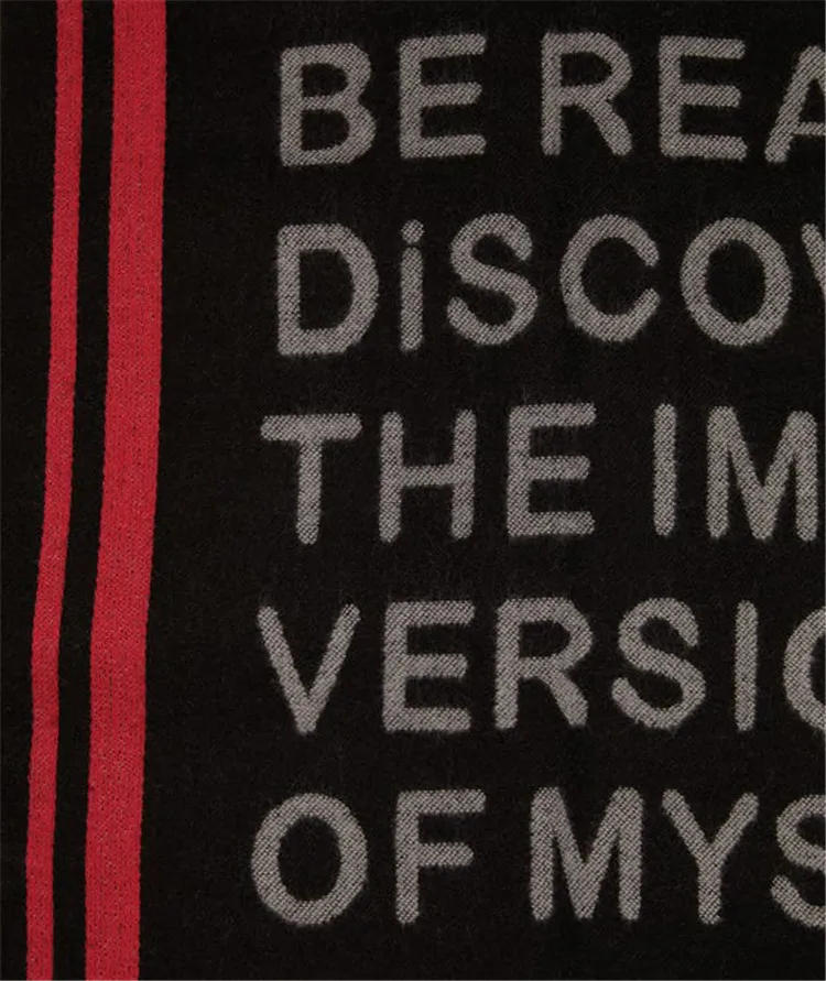 

New Scarf of Z Families in Europe in Winter of 2019,Female Red-Edged striped letters imitating cashmere warm shawl scarf