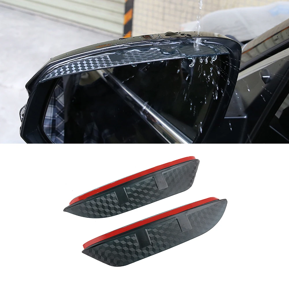 

For Volkswagen Golf 2005-2021 Auto Car Side Rear View Mirror Rain Visor Carbon Fiber Texture Eyebrow Sunshade Guard Cover Shield